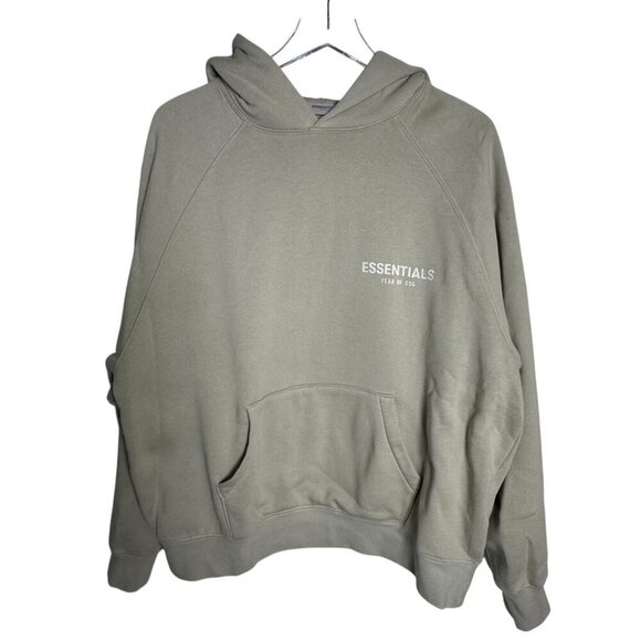 New Essentials Fear Of God Front Logo Pullover Hoodie Sage Size Small - Picture 1 of 10